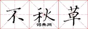黄华生不秋草楷书怎么写