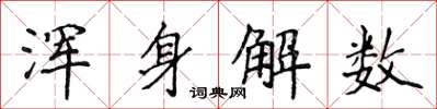 侯登峰浑身解数楷书怎么写