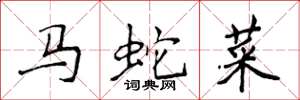 侯登峰马蛇菜楷书怎么写