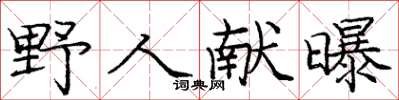 庞中华野人献曝楷书怎么写