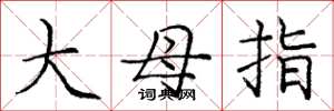 庞中华大母指楷书怎么写