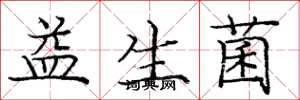 庞中华益生菌楷书怎么写
