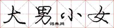 庞中华大男小女行书怎么写