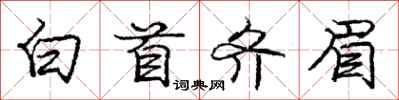 庞中华白首齐眉行书怎么写