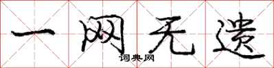 庞中华一网无遗行书怎么写