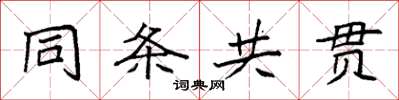 袁强同条共贯楷书怎么写