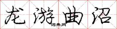 庞中华龙游曲沼行书怎么写