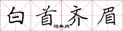 袁强白首齐眉楷书怎么写