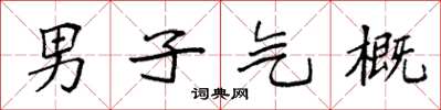 袁强男子气概楷书怎么写