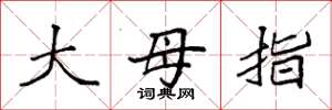 袁强大母指楷书怎么写