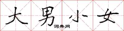 袁强大男小女楷书怎么写