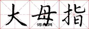 丁谦大母指楷书怎么写