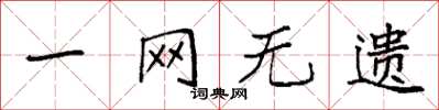 袁强一网无遗楷书怎么写