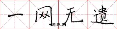 侯登峰一网无遗楷书怎么写