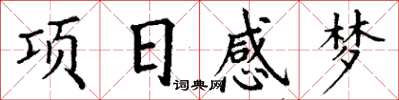 丁谦项日感梦楷书怎么写