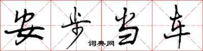 曾庆福安步当车行书怎么写
