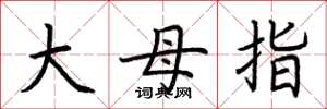 荆霄鹏大母指楷书怎么写