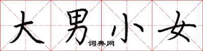 荆霄鹏大男小女楷书怎么写