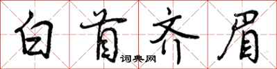 曾庆福白首齐眉行书怎么写