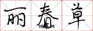 曾庆福丽春草行书怎么写