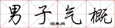 荆霄鹏男子气概行书怎么写