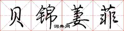 荆霄鹏贝锦萋菲行书怎么写