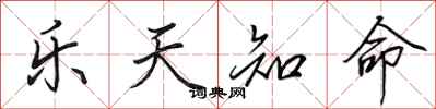 田英章乐天知命行书怎么写
