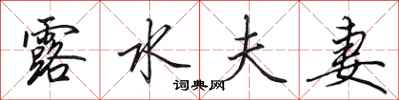 田英章露水夫妻行书怎么写
