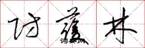 梁锦英防护林草书怎么写