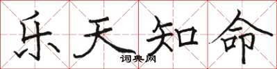 骆恒光乐天知命楷书怎么写
