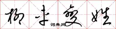 梁锦英柳车变姓草书怎么写