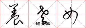 梁锦英养老女草书怎么写