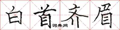 骆恒光白首齐眉楷书怎么写
