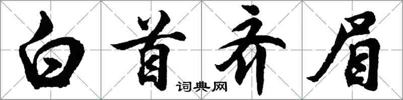 胡问遂白首齐眉行书怎么写