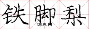 庞中华铁脚梨楷书怎么写
