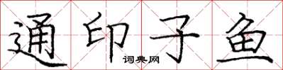 庞中华通印子鱼楷书怎么写