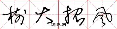 王冬龄树大招风草书怎么写