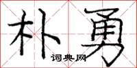 庞中华朴勇楷书怎么写