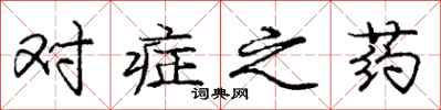 庞中华对症之药行书怎么写