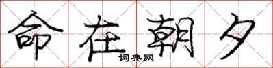 庞中华命在朝夕行书怎么写