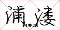 庞中华浦溇行书怎么写