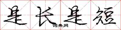 庞中华是长是短行书怎么写