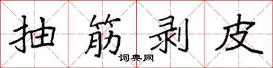 袁强抽筋剥皮楷书怎么写