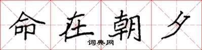 袁强命在朝夕楷书怎么写