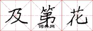 袁强及第花楷书怎么写