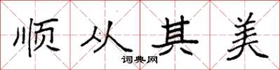 袁强顺从其美楷书怎么写