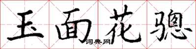 丁谦玉面花骢楷书怎么写