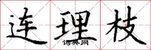 丁谦连理枝楷书怎么写