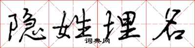 曾庆福隐姓埋名行书怎么写