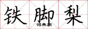 荆霄鹏铁脚梨楷书怎么写